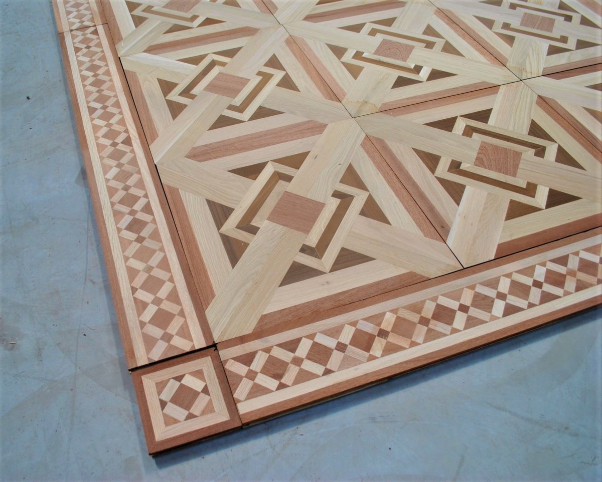 Old Parquet, Approx 45m² In Marquetry From Different Woods, Fully Restored,  20th Century-photo-3