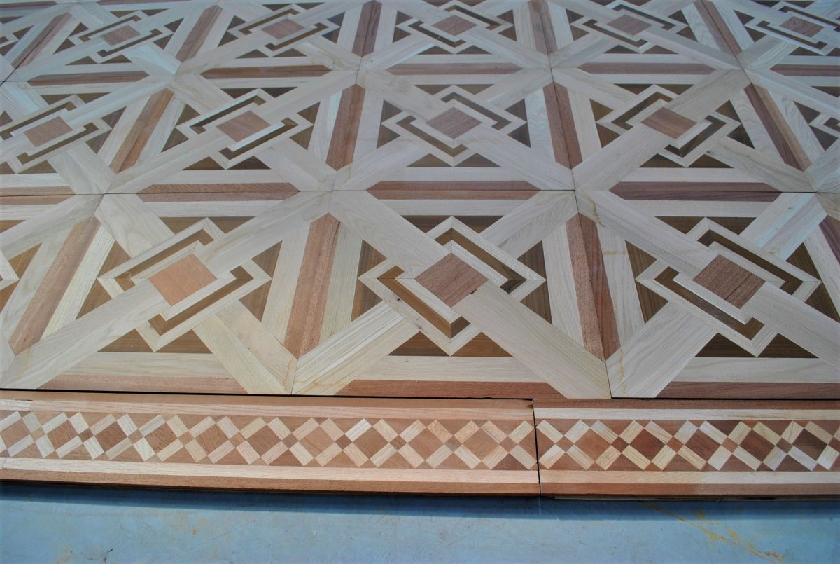 Old Parquet, Approx 45m² In Marquetry From Different Woods, Fully Restored,  20th Century-photo-5