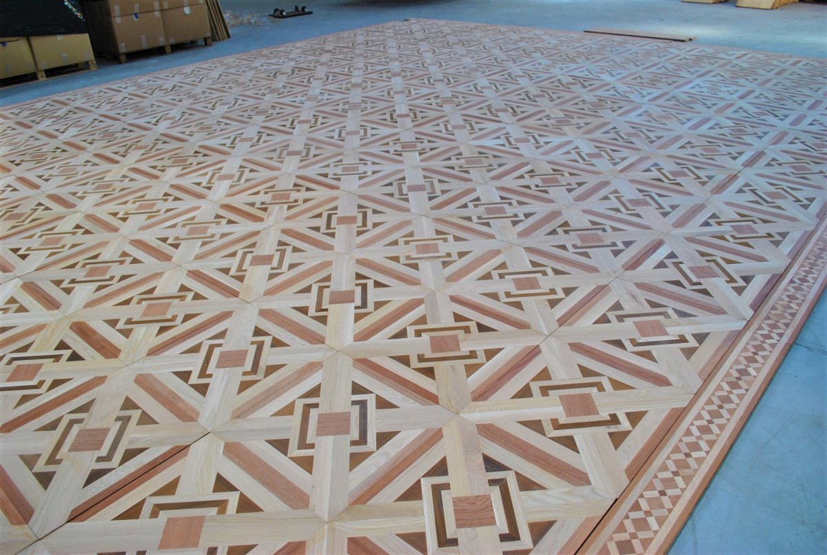 Old Parquet, Approx 45m² In Marquetry From Different Woods, Fully Restored,  20th Century