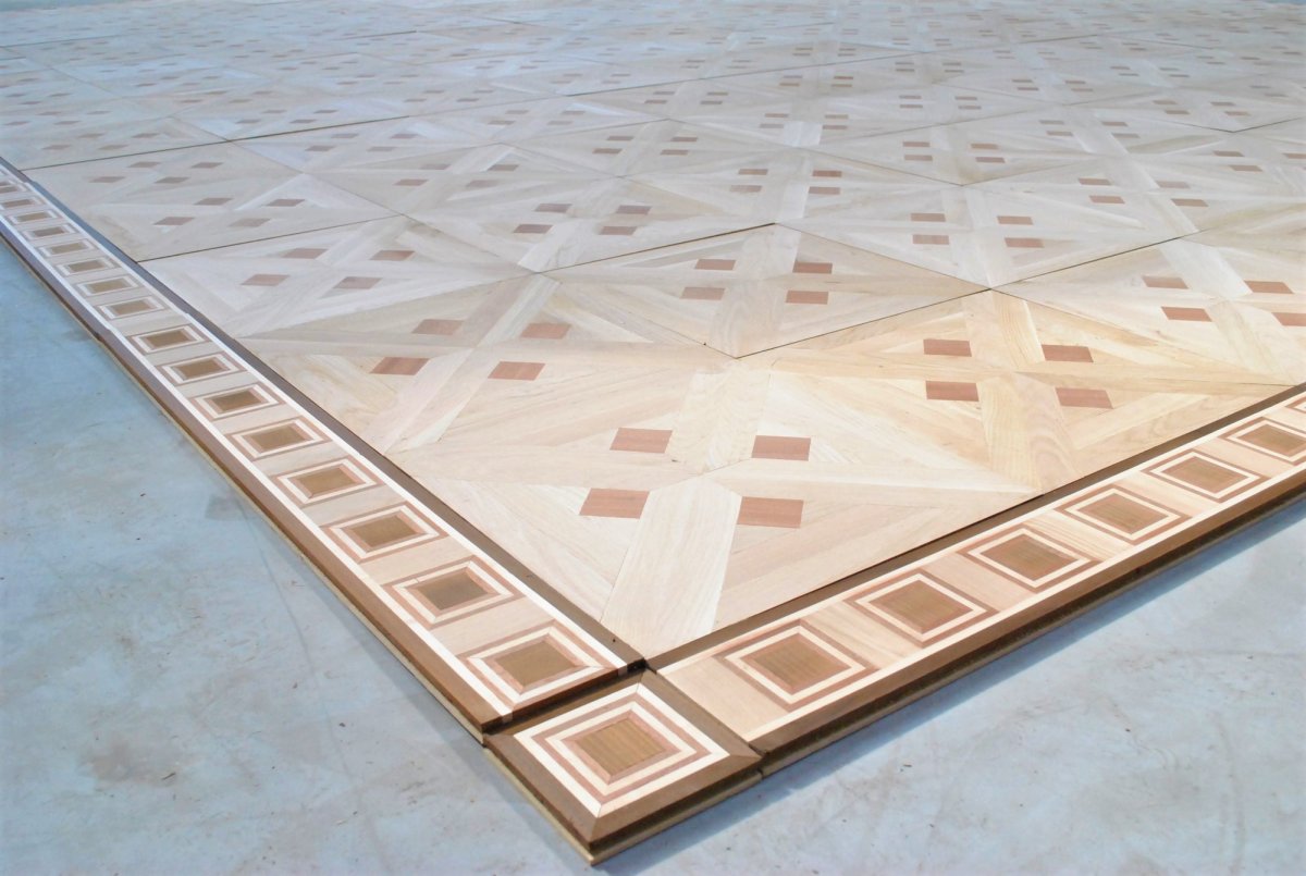 Old Parquet, Approx 45m² In Marquetry From Different Woods, Fully Restored, 20th Century-photo-4