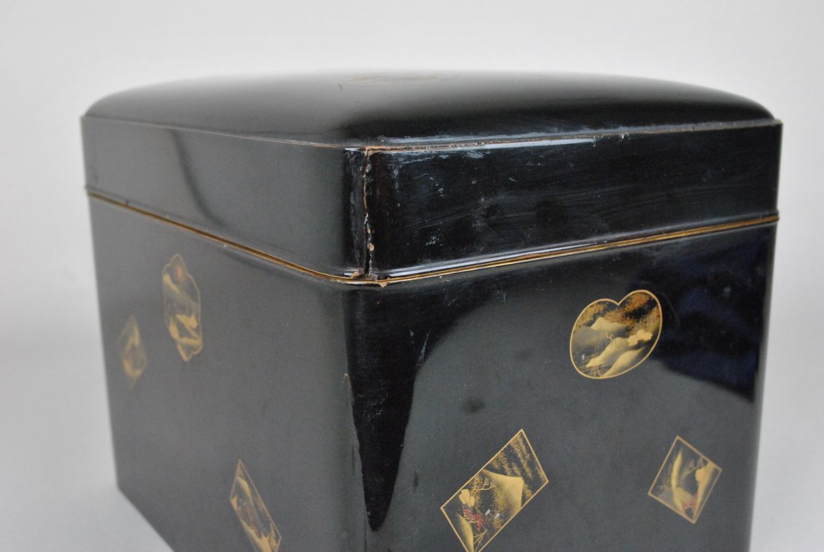 Black And Gold Lacquer Box, Japan, Signed, XIXth Century-photo-4