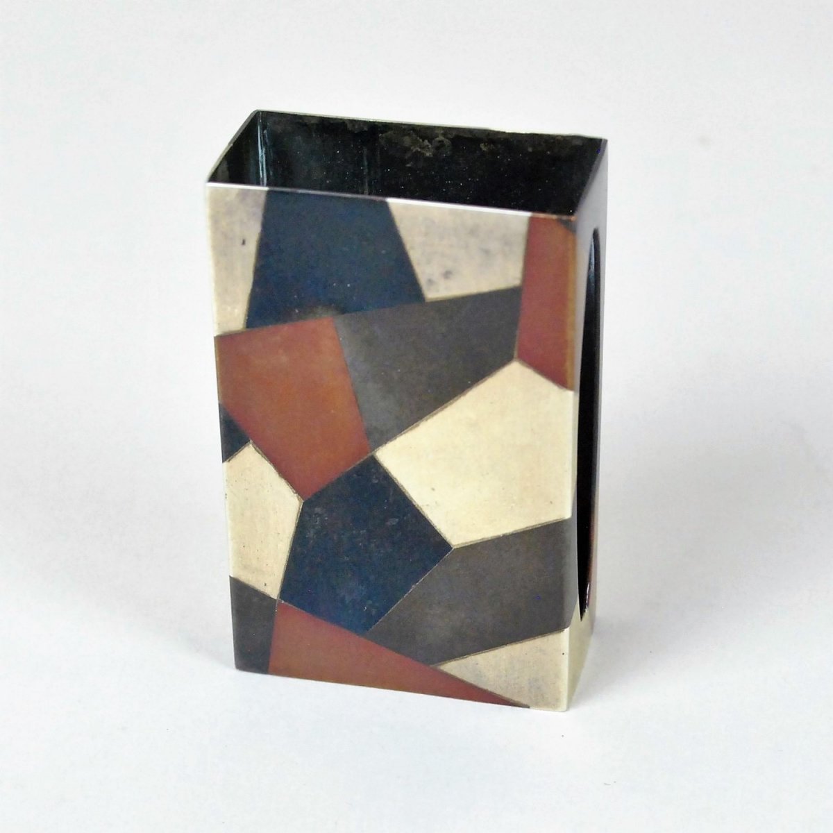 Encrier Et Boite Allumettes En métal argenté émaillé, Yamanaka, Art Deco 20eme Siècle-photo-4