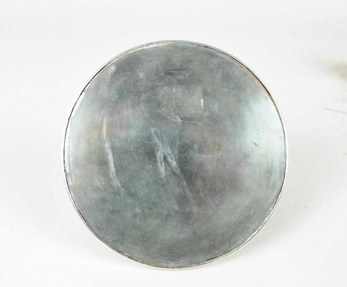 Encrier Et Boite Allumettes En métal argenté émaillé, Yamanaka, Art Deco 20eme Siècle-photo-8