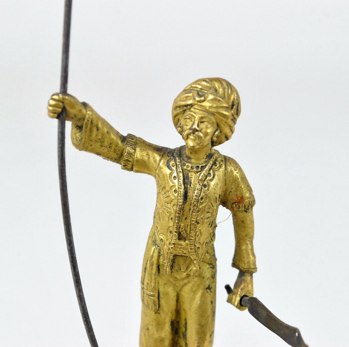 Turkish With Spear, Double Patina Bronze, 19th Century-photo-1