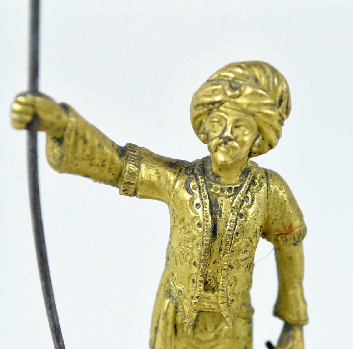 Turkish With Spear, Double Patina Bronze, 19th Century-photo-8
