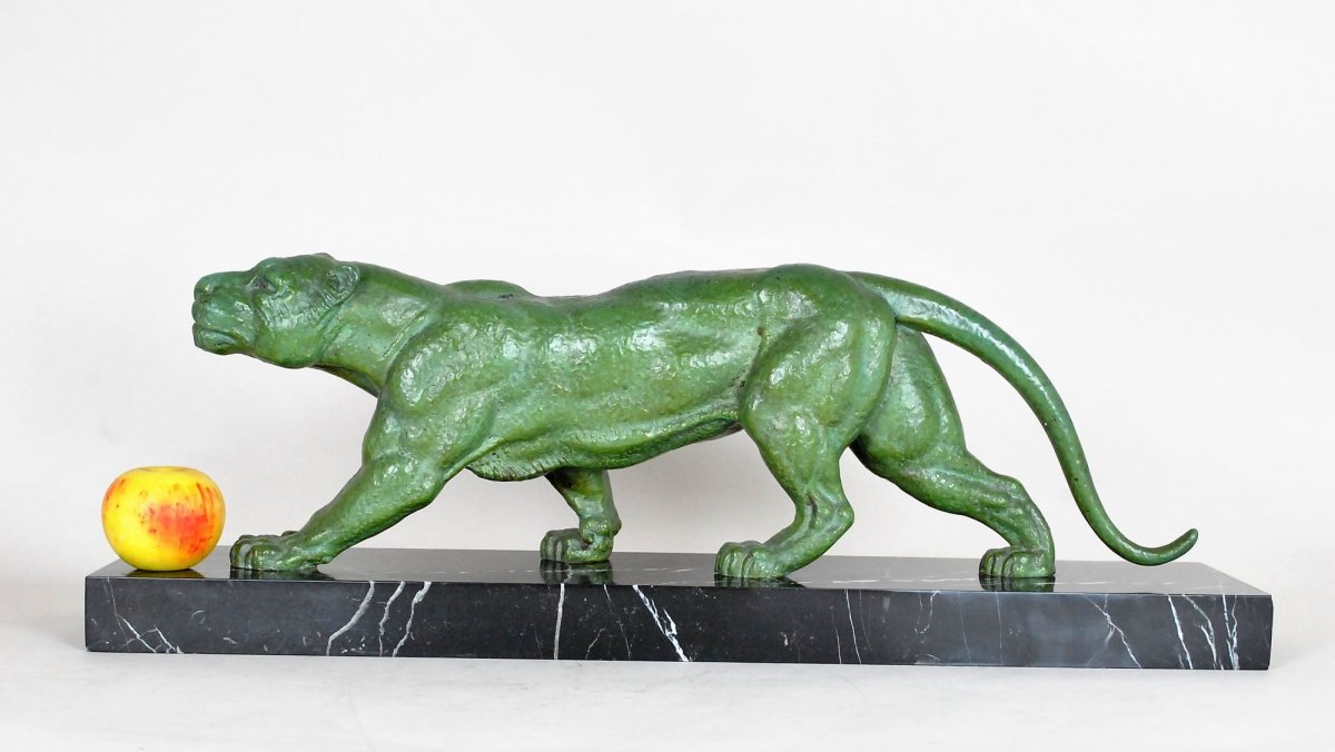Dh Chiparus, Walking Panther, Sculpture Signed, Art Deco, 20th Century