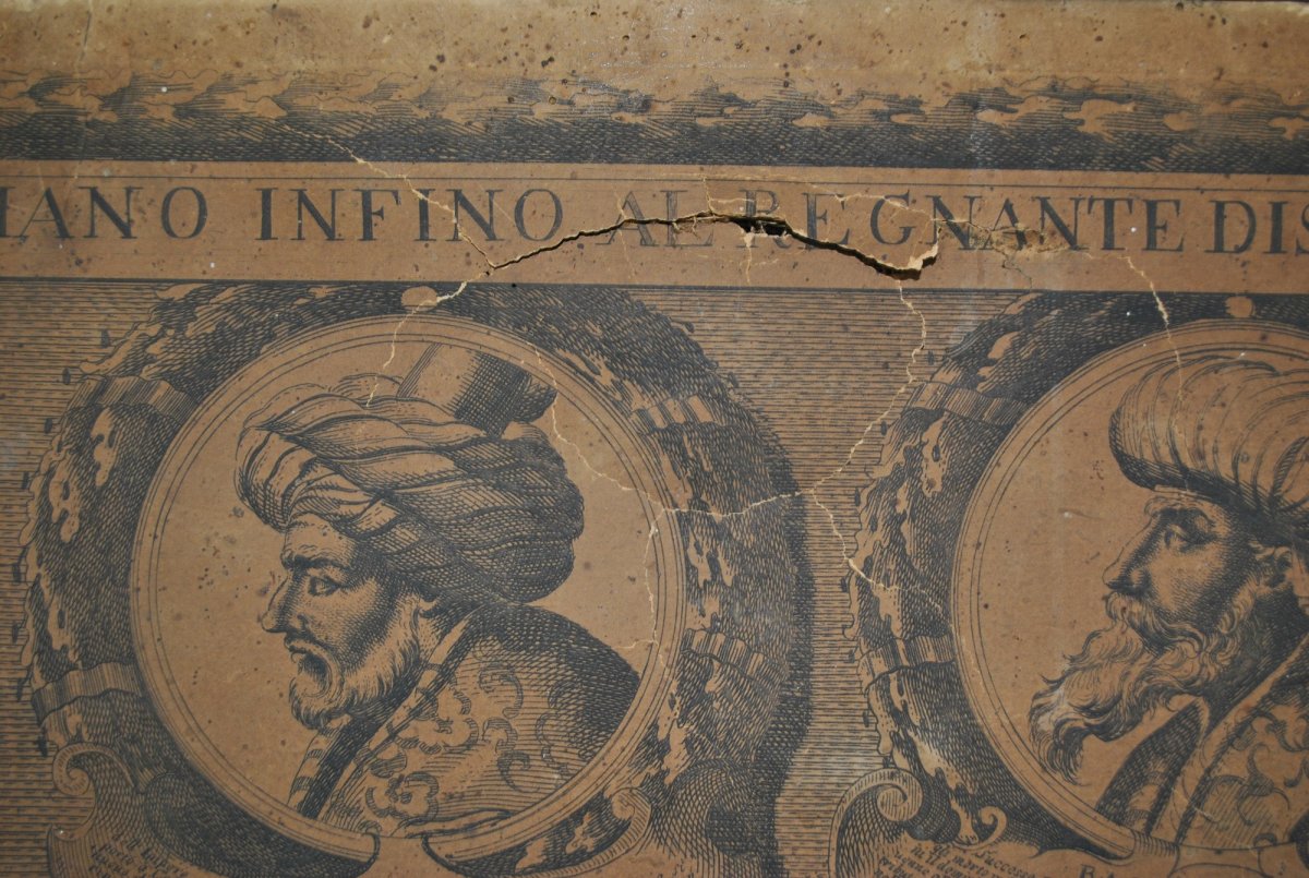 Grande Gravure Aux Sultans, Italie, 18ème Siècle-photo-8