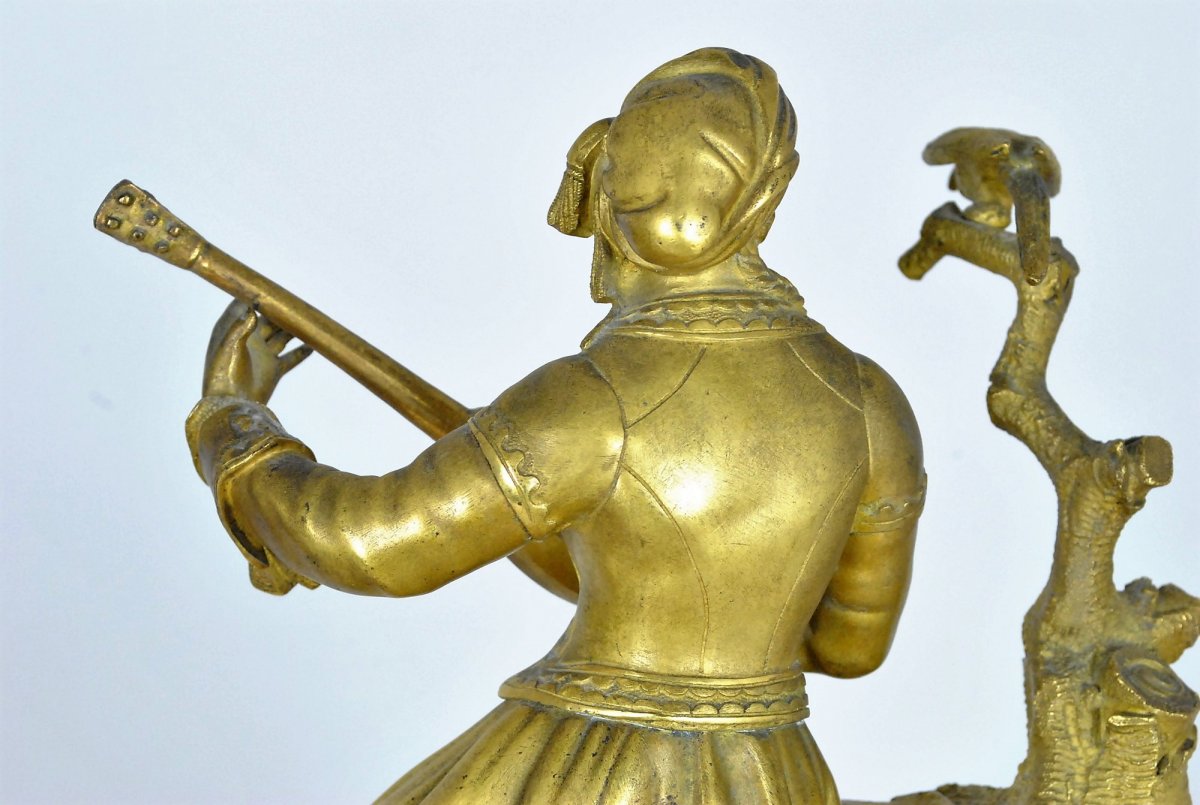 Ormulu Clock, Greek Playing Lute, Restoration Period, XIXth Century-photo-7