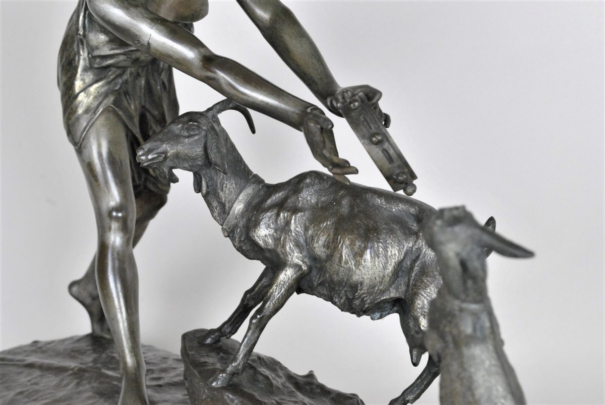 *Offre spéciale*Drouot, Grand Bronze Orientaliste Femme à La Chèvre, Fin XIXème Siècle-photo-6