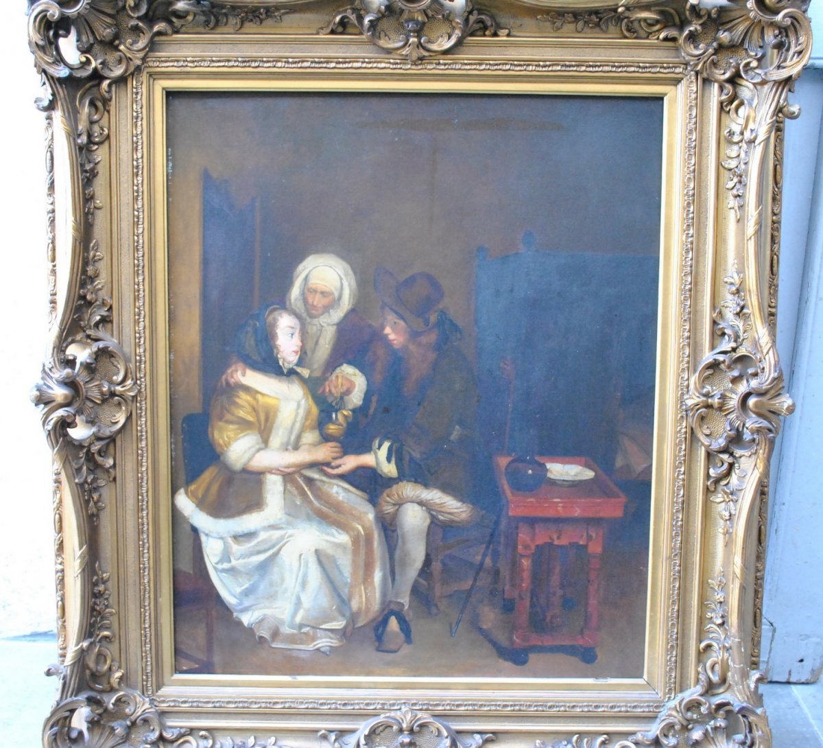 Oil On Canvas, Interior Scene, XIXth Century-photo-1