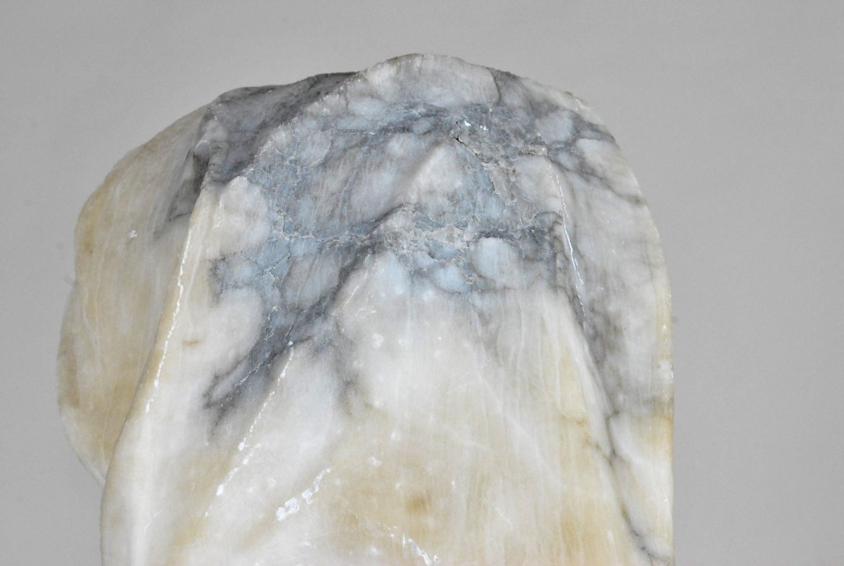 G Vitialabaster Bust, Woman With Veiled Eyes, Circa 1900-photo-7