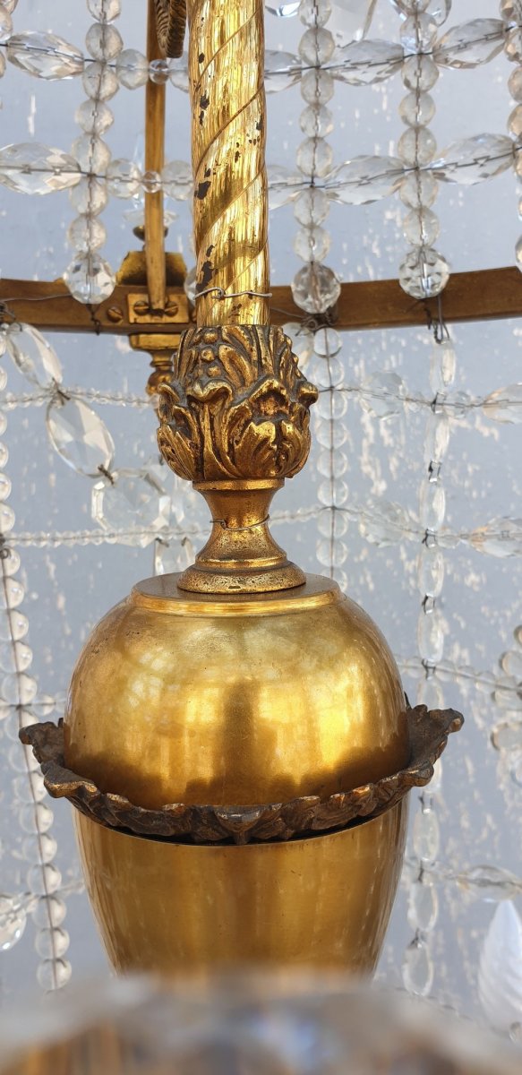 Large Chandelier In The Shape Of A Hot-air Balloon In Bronze And Crystal, 20th Century-photo-2