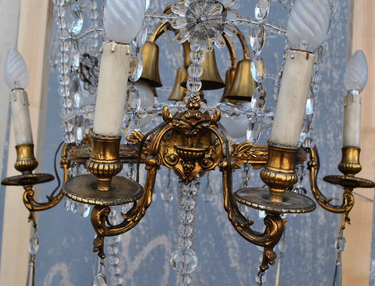 Large Chandelier In The Shape Of A Hot-air Balloon In Bronze And Crystal, 20th Century-photo-8