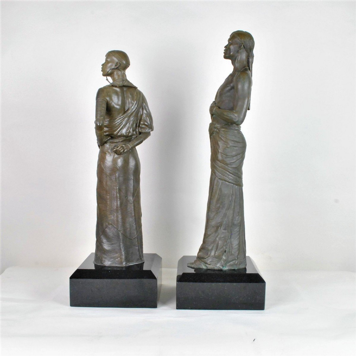 Grands Bronzes Couple De Massaï , XXème Siècle-photo-4