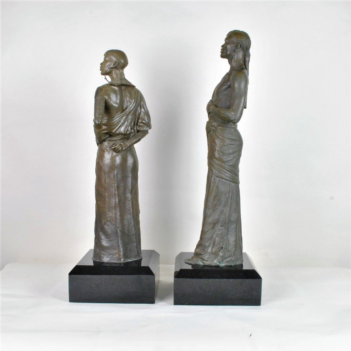 *Offre spéciale* Grands Bronzes Couple De Massaï , XXème Siècle-photo-4
