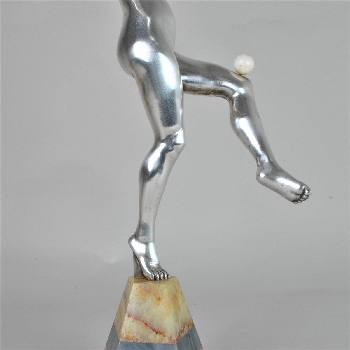 A Gory, Danseuse En Bronze Argenté, Signé, Art Déco, XXème Siècle-photo-4