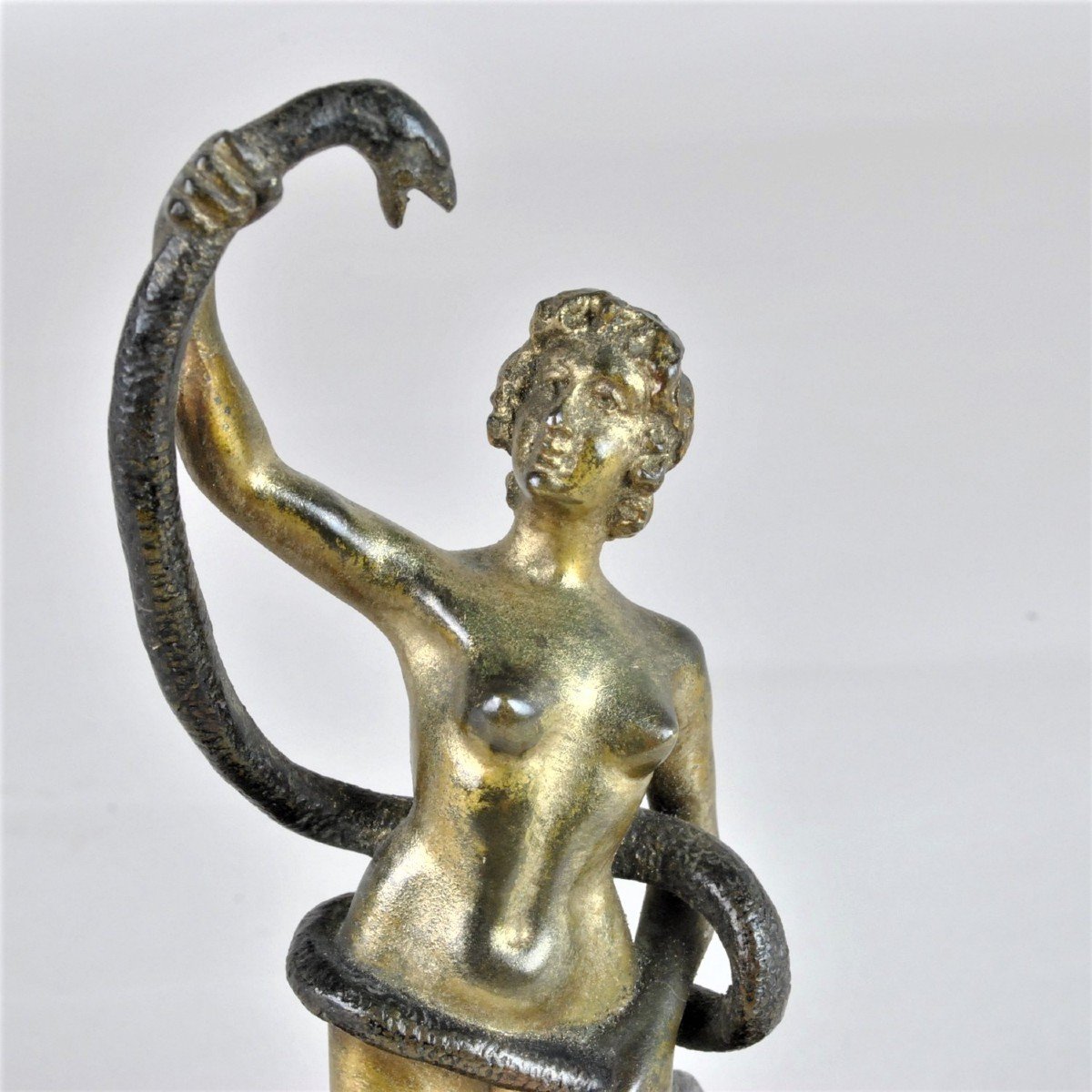 Bronze De Vienne, Orientale Nue Au Serpent, XIXème Siècle-photo-3