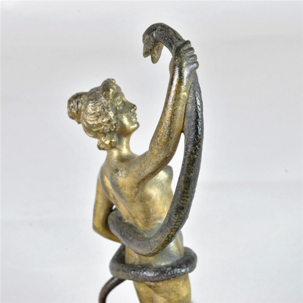 Bronze De Vienne, Orientale Nue Au Serpent, XIXème Siècle-photo-6