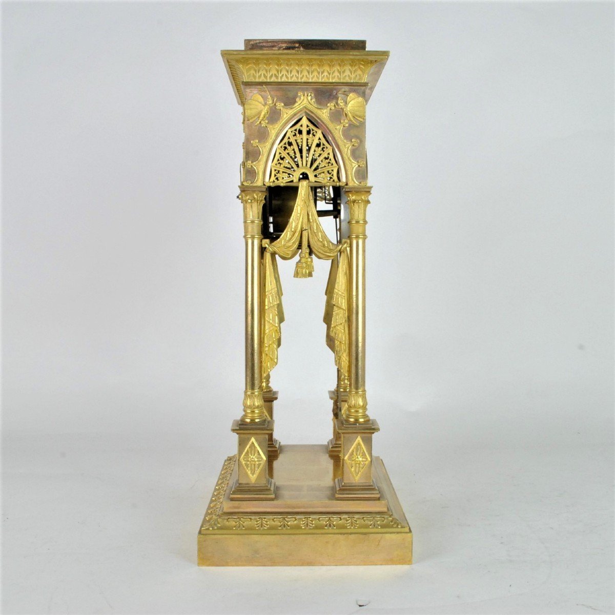 Gilt Bronze Portico Clock, Empire Period, XIXth Century-photo-3