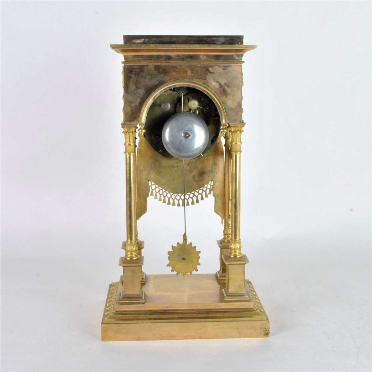 Gilt Bronze Portico Clock, Empire Period, XIXth Century-photo-4