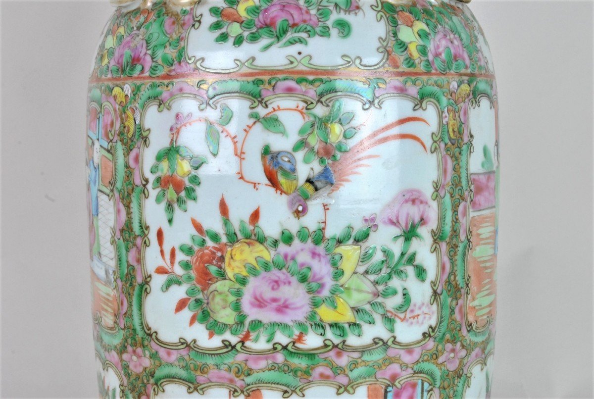 Vase Canton En Porcelaine, Fin XIXème Début XXème Siècle-photo-1