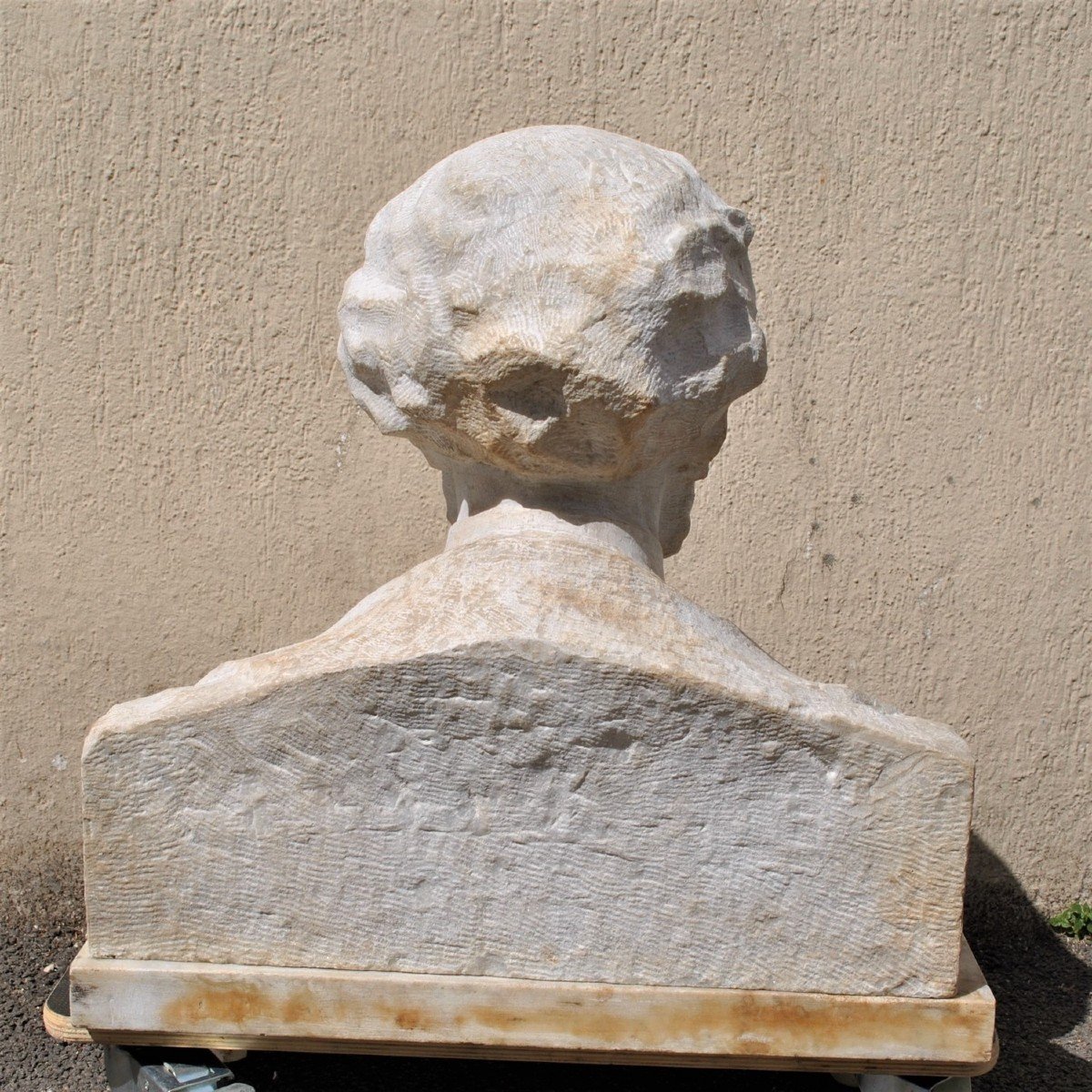 Marble Bust, Gentleman With Mustache, 19th Century-photo-3