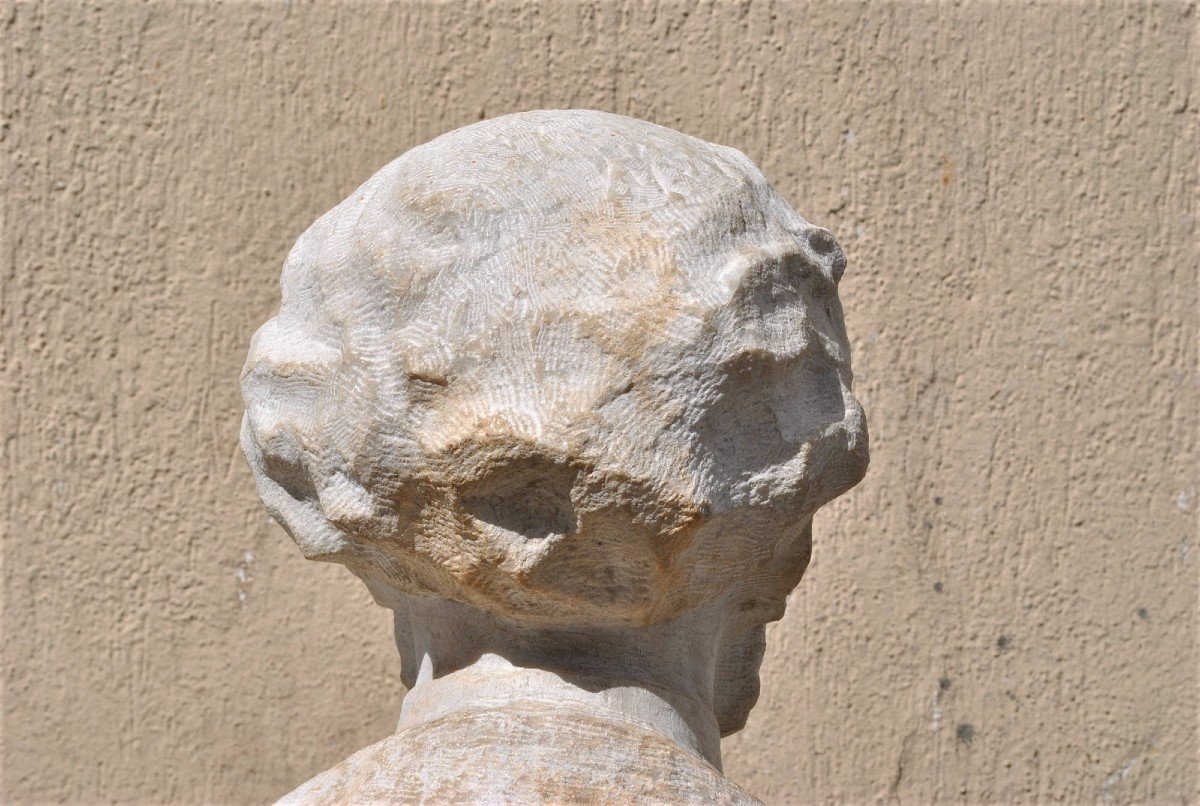 Marble Bust, Gentleman With Mustache, 19th Century-photo-7