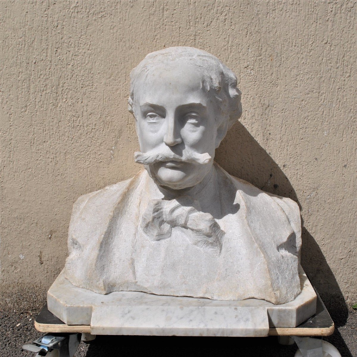 Marble Bust, Gentleman With Mustache, 19th Century