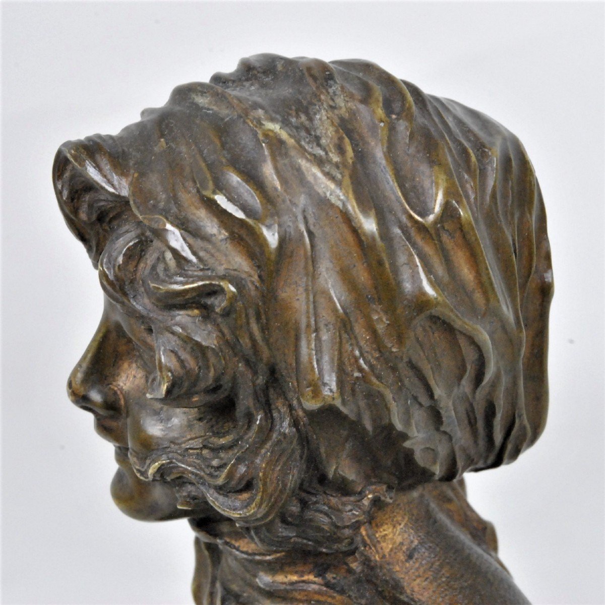 F Renard, Buste De Femme, Sculpture En Bronze, Art Nouveau, XXème Siècle-photo-3