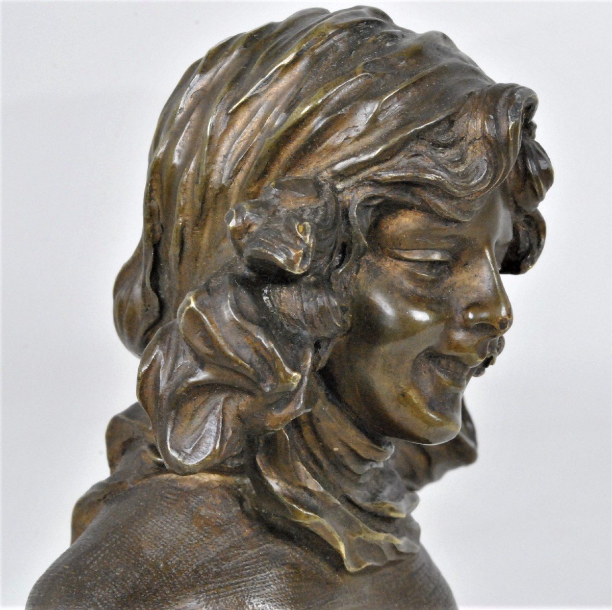 F Renard , Bust Of Woman, Bronze Sculpture, Art Nouveau, 20th Century-photo-7