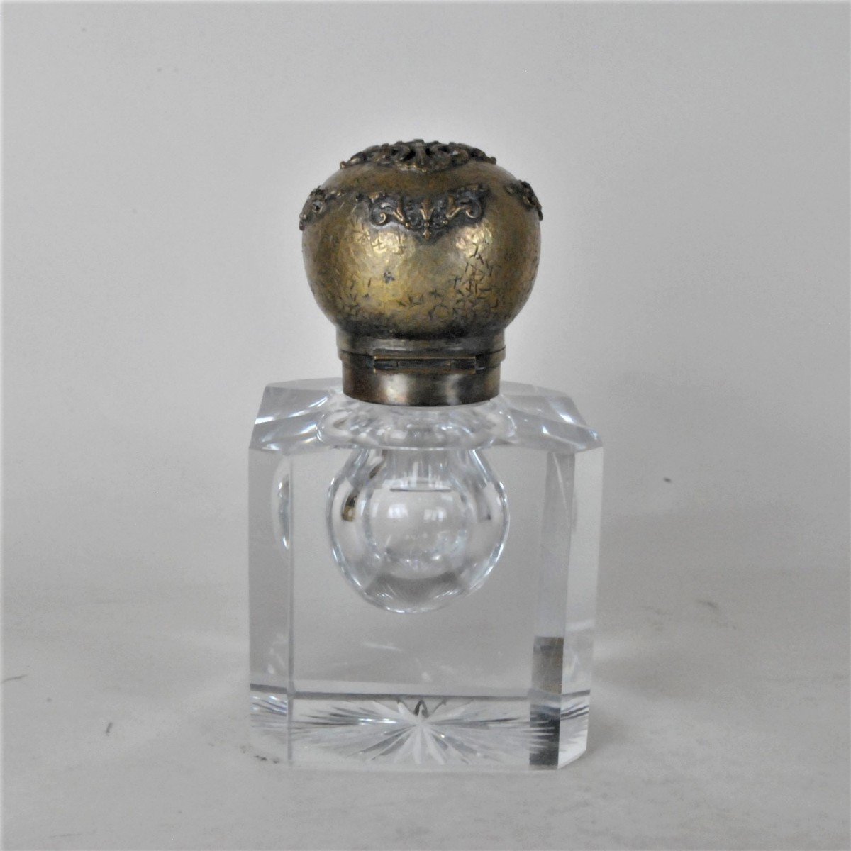 Encrier En Cristal Et Bronze, Baccarat?, XIXème Siècle-photo-2