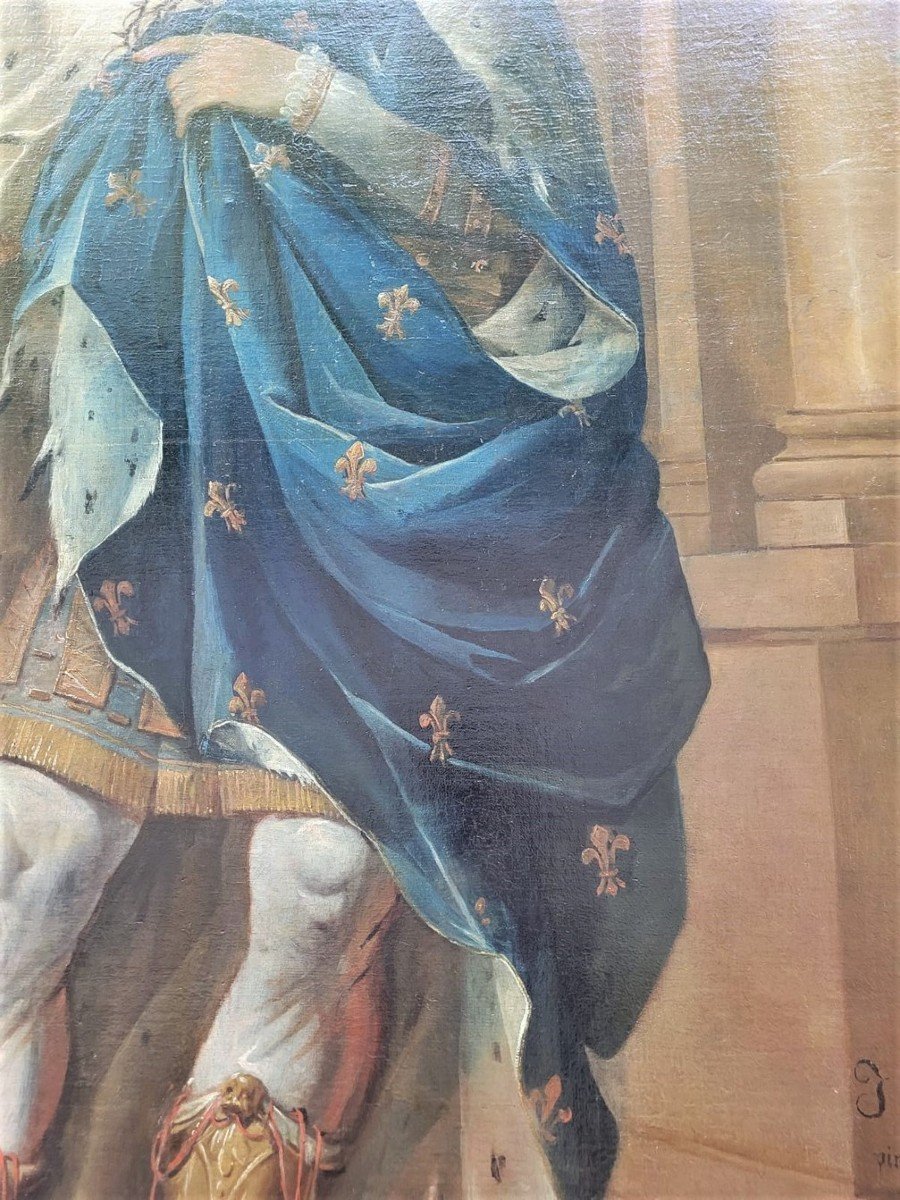 Portrait De Saint Louis En Pieds, Huile Sur Toile, Signé Bulffe , Début XIXème Siècle-photo-1