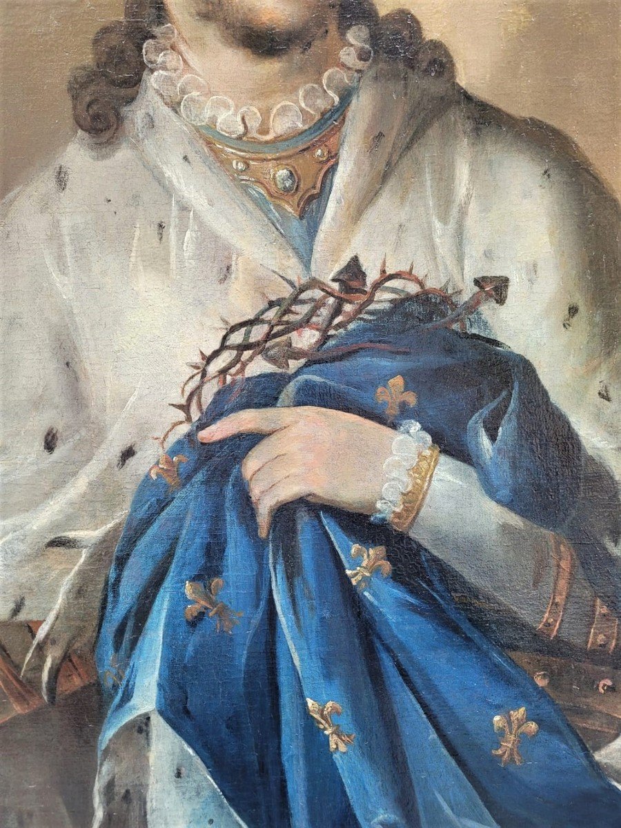 Portrait De Saint Louis En Pieds, Huile Sur Toile, Signé Bulffe , Début XIXème Siècle-photo-2