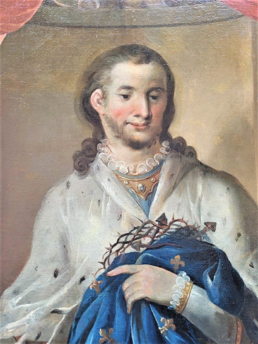 Portrait De Saint Louis En Pieds, Huile Sur Toile, Signé Bulffe , Début XIXème Siècle-photo-7