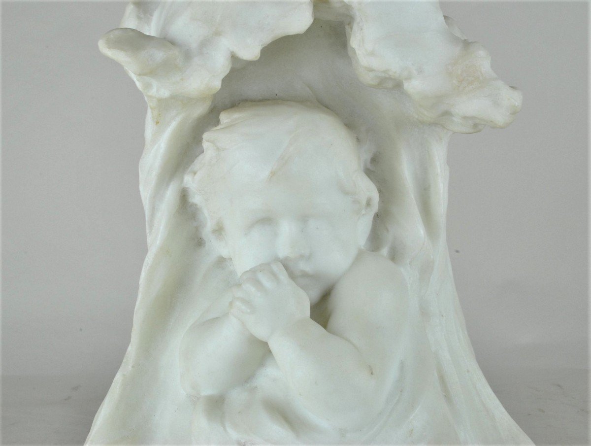 E Fortiny, Baby In Marble, End Of The XIXth / Beginning Of The XXth Century-photo-1