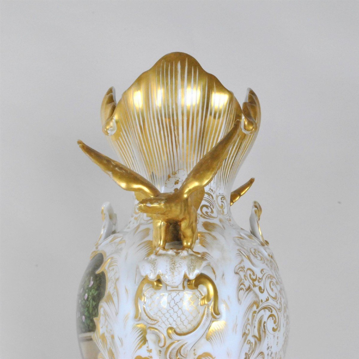 Grand Vase De Mariée En Porcelaine, Milieu XIXème Siècle-photo-2