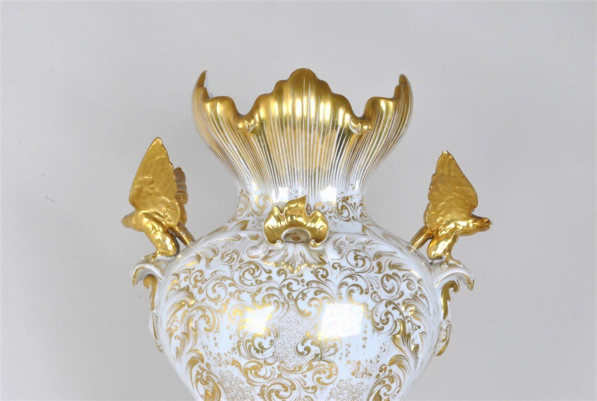 Grand Vase De Mariée En Porcelaine, Milieu XIXème Siècle-photo-4