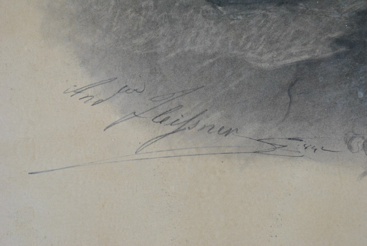 A Fleisner, Paire De Dessins, Couple De Jeunes Gens, Circa 1842-photo-2