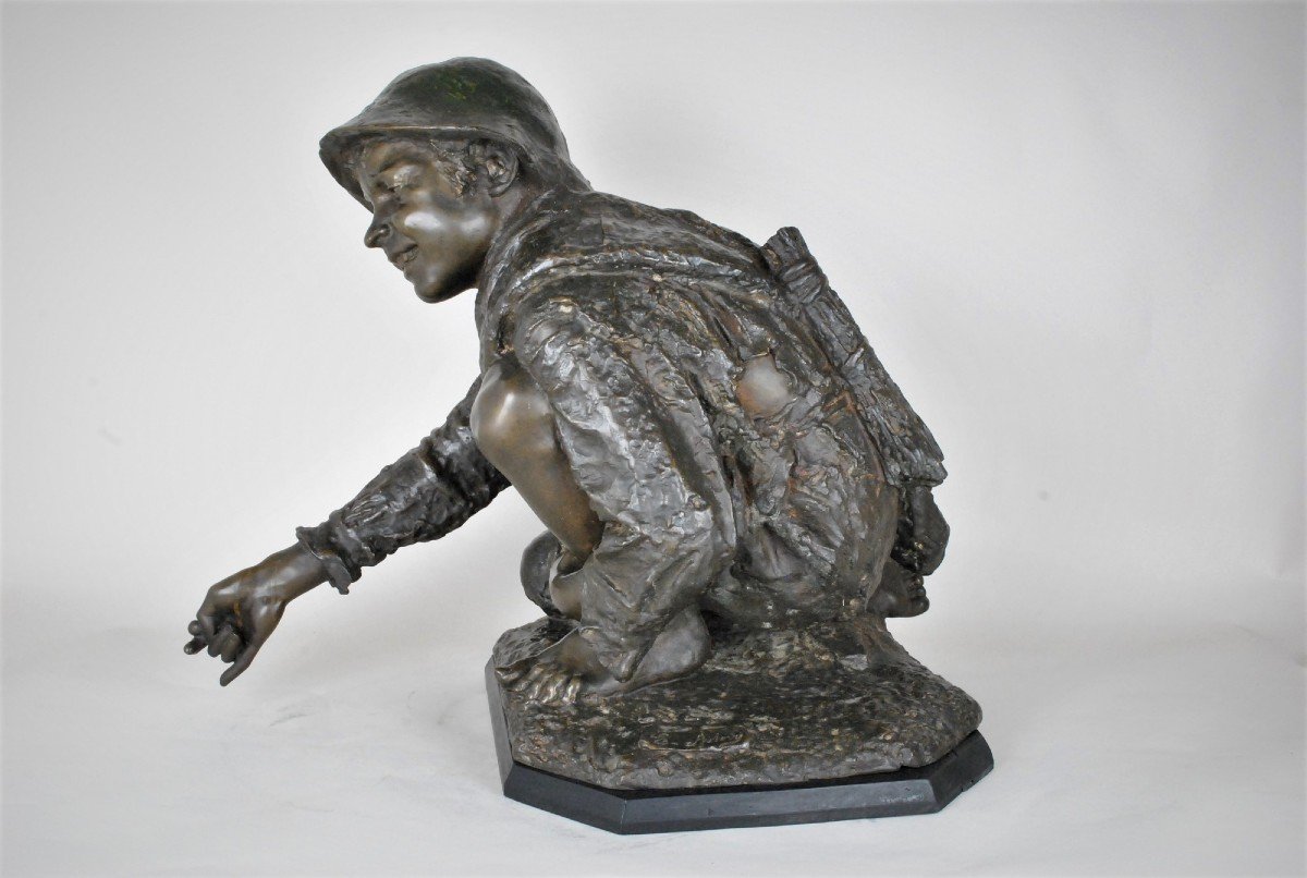 *special Offer * E Astorri, Marble Player, Signed Bronze, Late 19th / Early 20th Century-photo-2