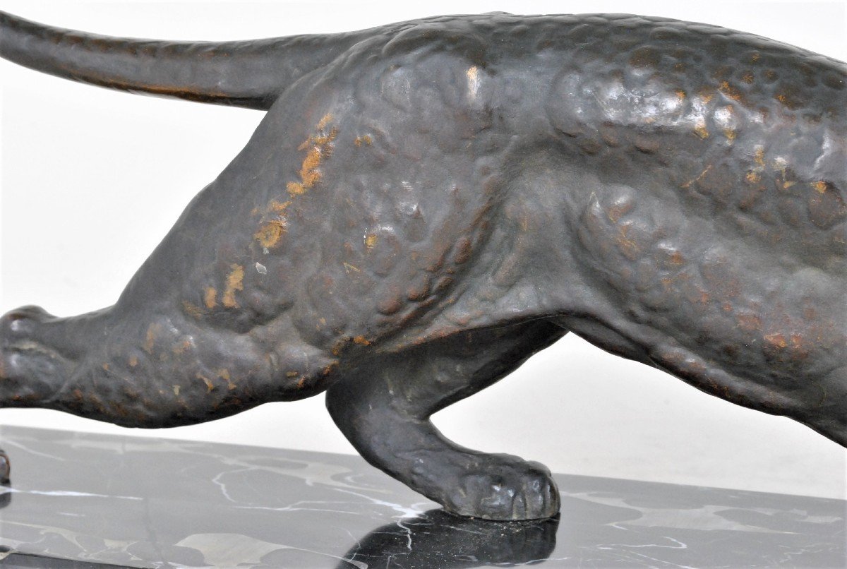 Dh Chiparus, Panther On The Lookout, Rare Bronze Model, Signed, Art Deco, XXth Century-photo-3