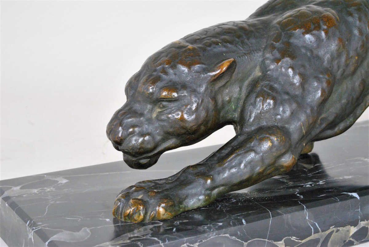 *Offre spéciale * Dh Chiparus, Panthère à l'Affût, Bronze, Signée, Art Déco, XXème Siècle-photo-4