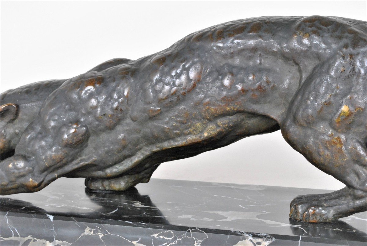 Dh Chiparus, Panther On The Lookout, Rare Bronze Model, Signed, Art Deco, XXth Century-photo-6