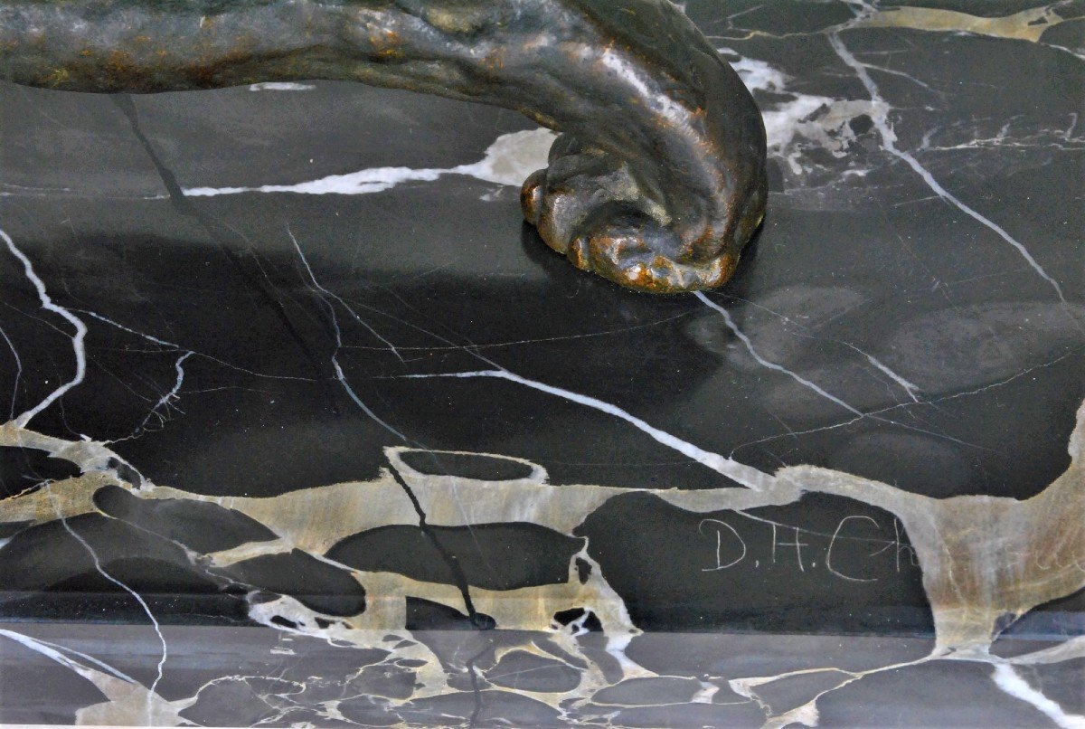 Dh Chiparus, Panthère à l'Affût, Rare Modèle En Bronze, Signée, Art Déco, XXème Siècle-photo-7