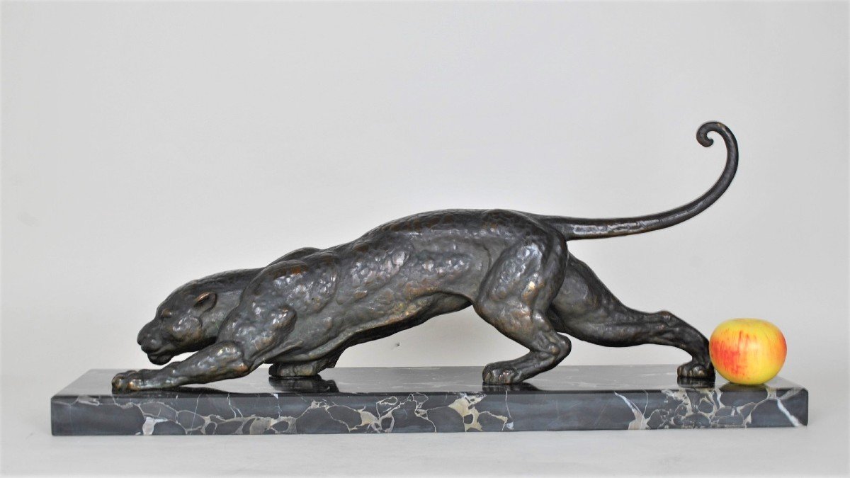 Dh Chiparus, Panther On The Lookout, Rare Bronze Model, Signed, Art Deco, XXth Century