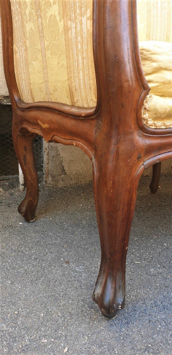 Grande Banquette En Noyer d'époque Louis XV, XVIIIème Siècle-photo-1