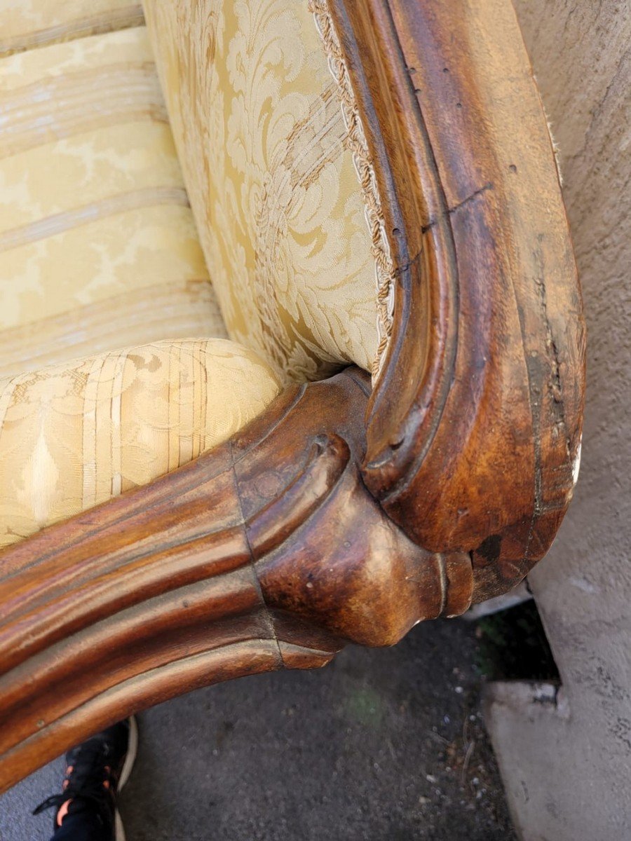 Grande Banquette En Noyer d'époque Louis XV, XVIIIème Siècle-photo-4