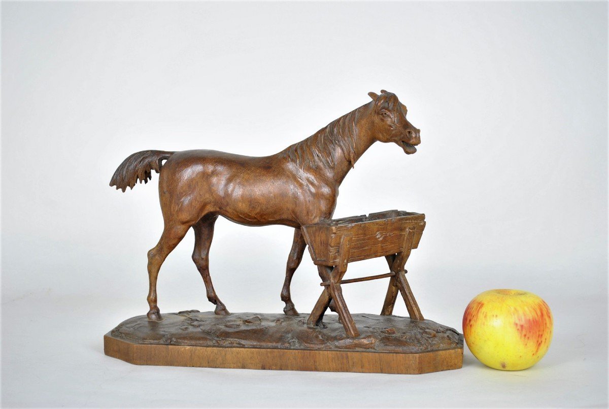 Cheval En Bois Sculpté, Forêt Noire, XIXème Siècle