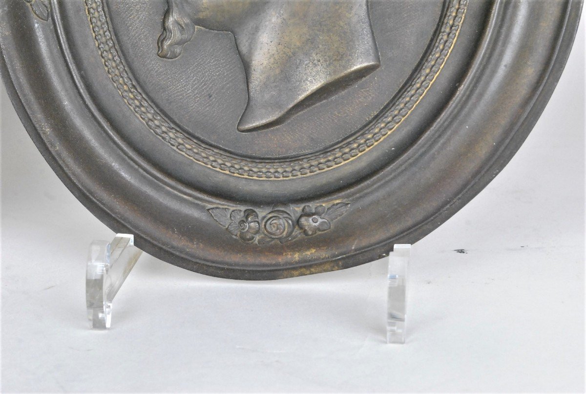 Napoléon III & Eugénie, Paire De Médaillons En Bronze, XIXème Siècle-photo-2