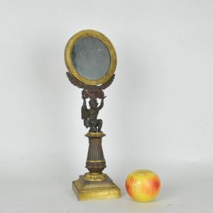 Miroir De Table En Bronze, époque Restauration, XIXème Siècle