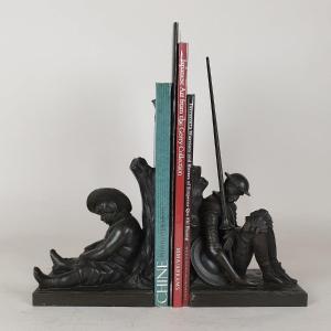 Janle / Max Le Verrier, Paire De Serre-livres Don Quichotte, Art Déco, XXème Siècle
